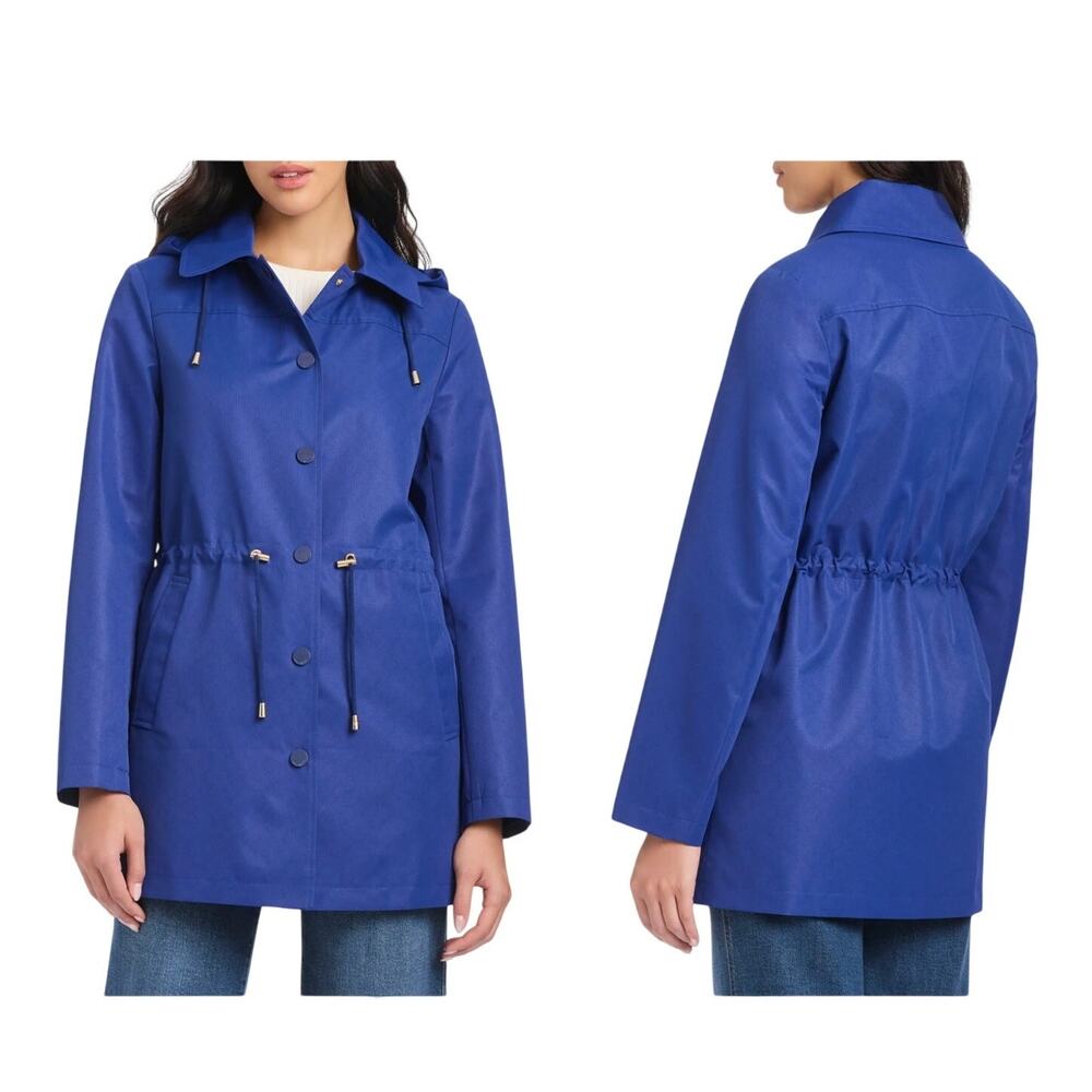 Kate Spade Magic Print Hooded Rain Jacket XL NWT royal blue cobalt raincoat